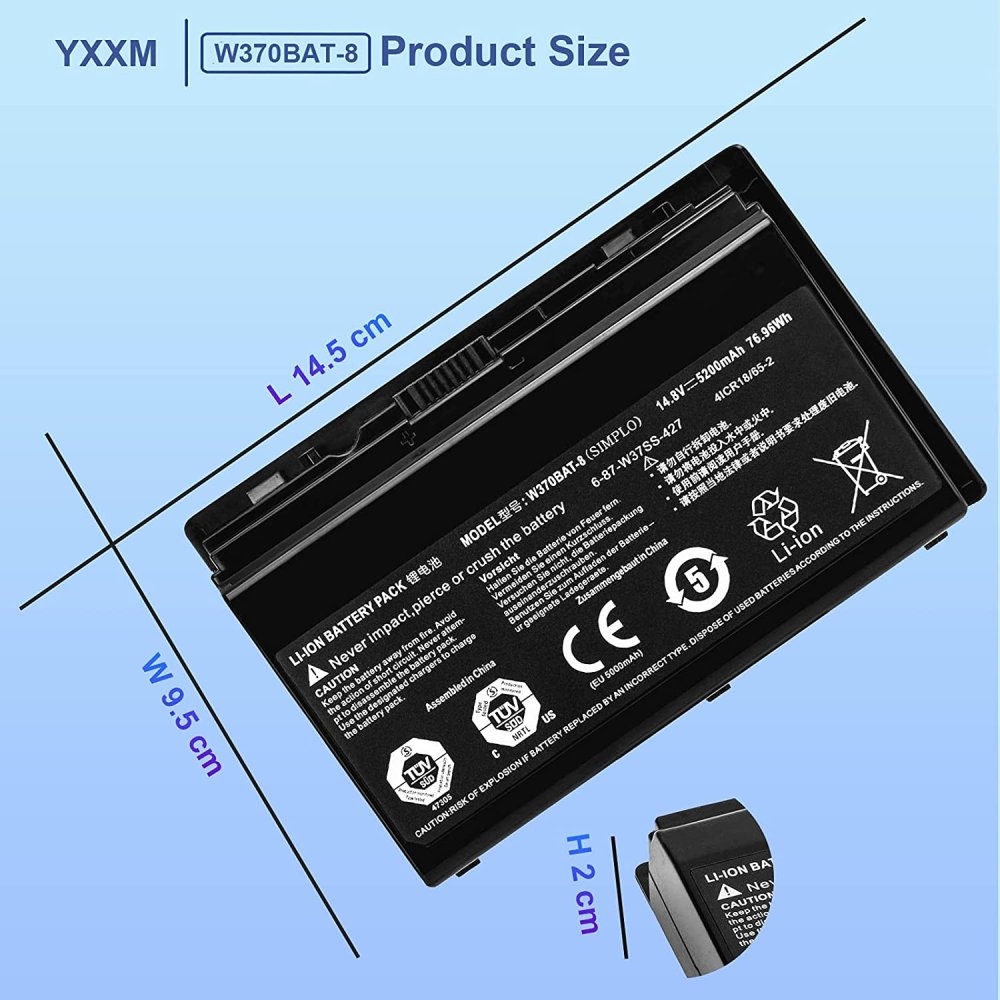 5200Mah Schenker XMG A722 17.3 Batteri