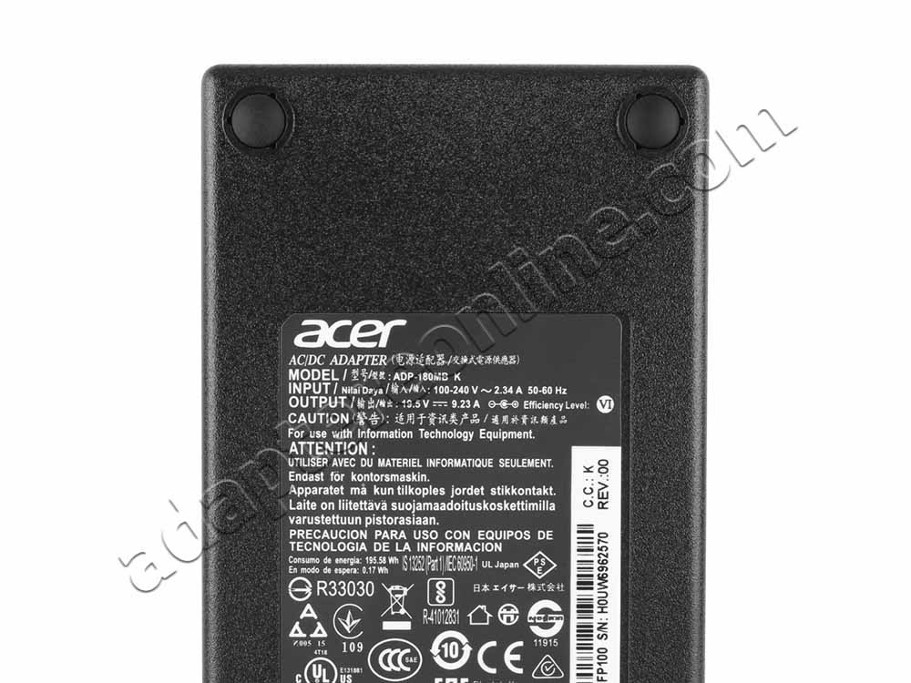 Original 180W Acer Nitro 5 AN517-54-79L1 AC Adapter Oplader