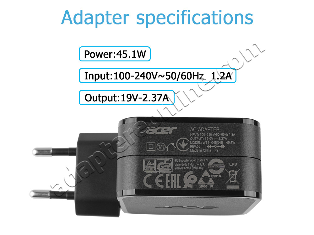 Original 45W Acer Swift 1 SF114-34-P8JE AC Adapter Oplader