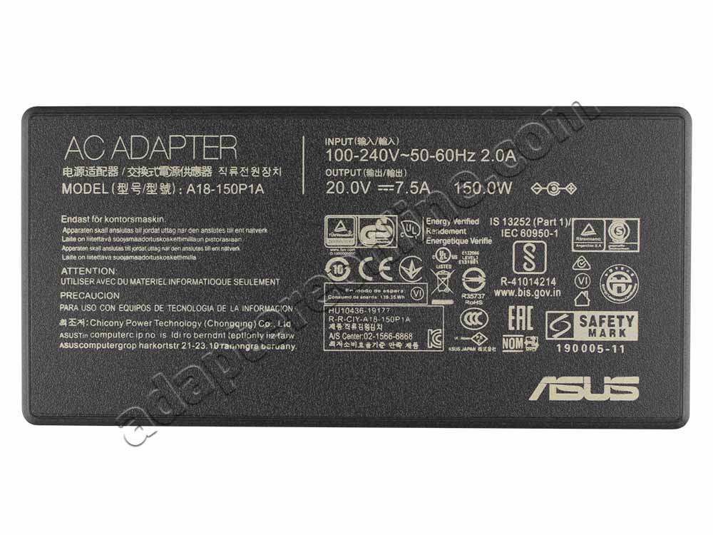 Original 150W Asus ADP-150CH B AC Adapter Oplader + Ladekabel