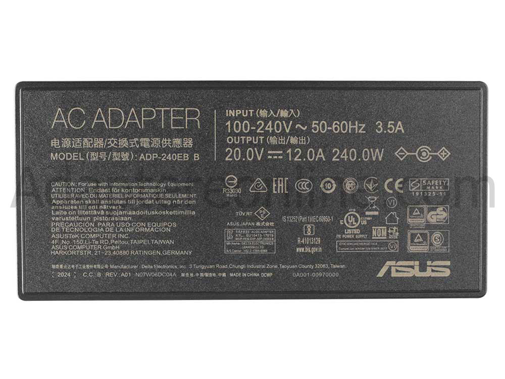 240W Asus ROG Strix G17 G713IR AC Adapter Oplader