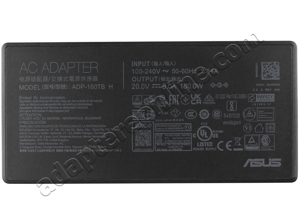 Original 180W Asus TUF Gaming FX505DT Slank AC Adapter Oplader + Ladekabel