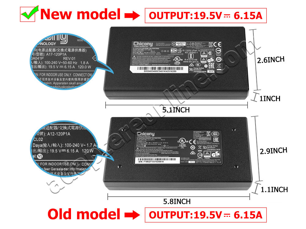 Original 120W MSI Chicony A12-120P1A AC Adapter Oplader + Ladekabel