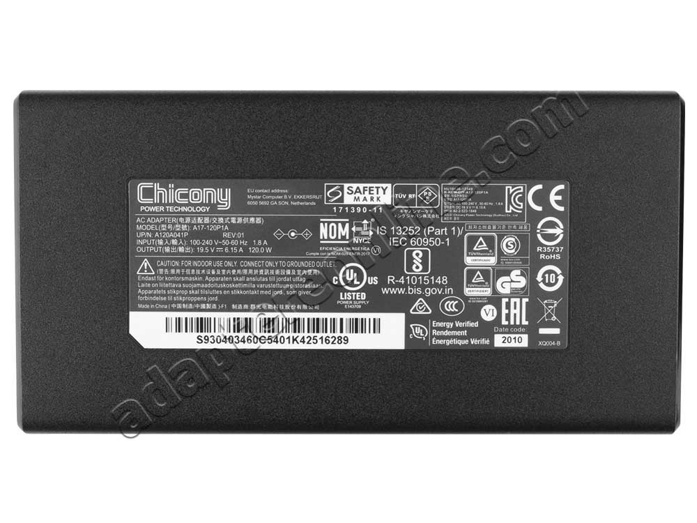 Original 120W MSI Chicony A12-120P1A AC Adapter Oplader + Ladekabel