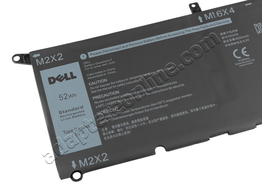 Original 52Wh 6500mAh 4-Celle Dell XPS 13 9370 P82G P82G001 Batteri