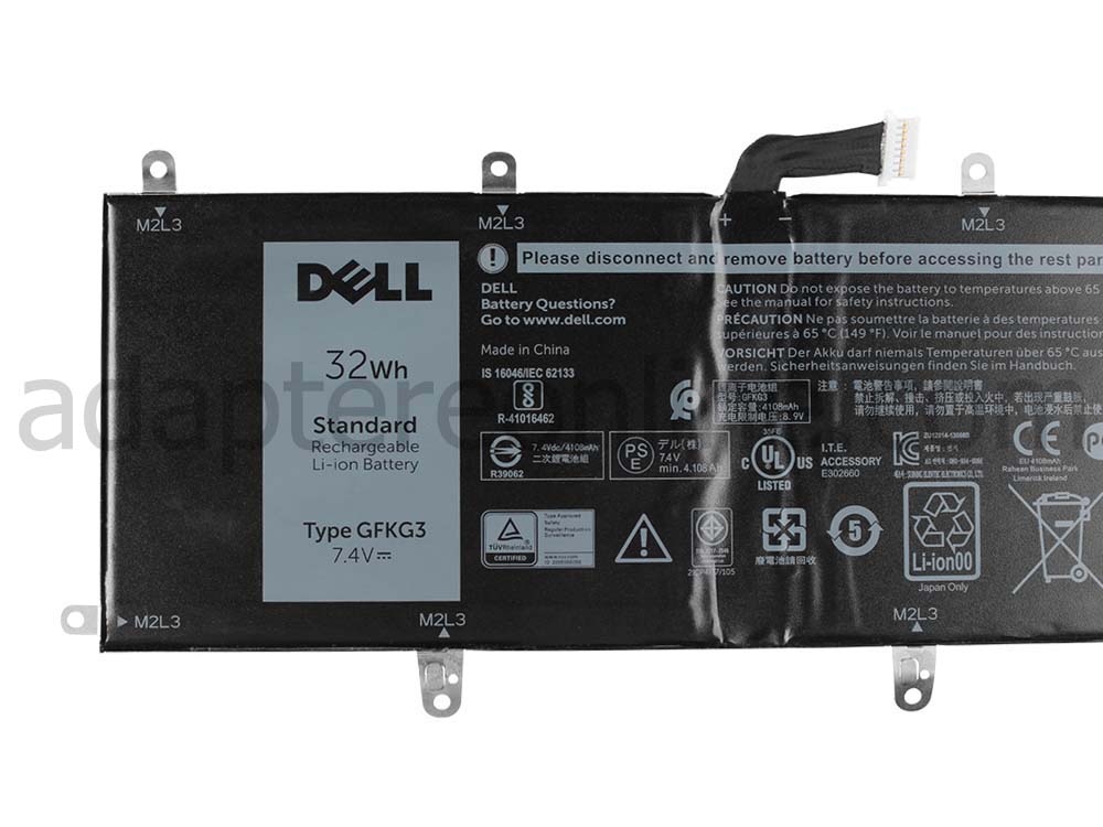 2-Celle 32Wh Dell Venue 10 Pro 5056 Batteri