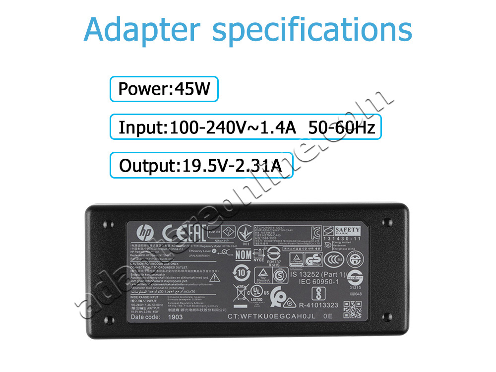 Original 45W AC Adapter Oplader HP ENVY 15-as103nq Z9F47EA