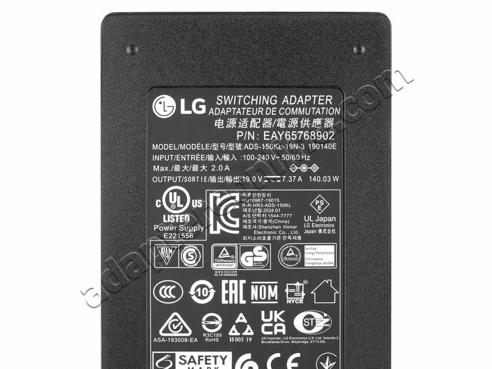 140W LG V220-ER2AK V220-GH30K V220-L.AH21K V220-GH30K AC Adapter Oplader