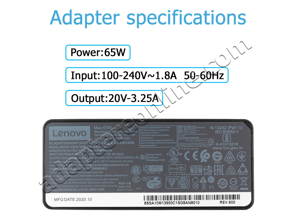 65W Adapter Oplader Lenovo Ideapad 5 15ITL05 82FG