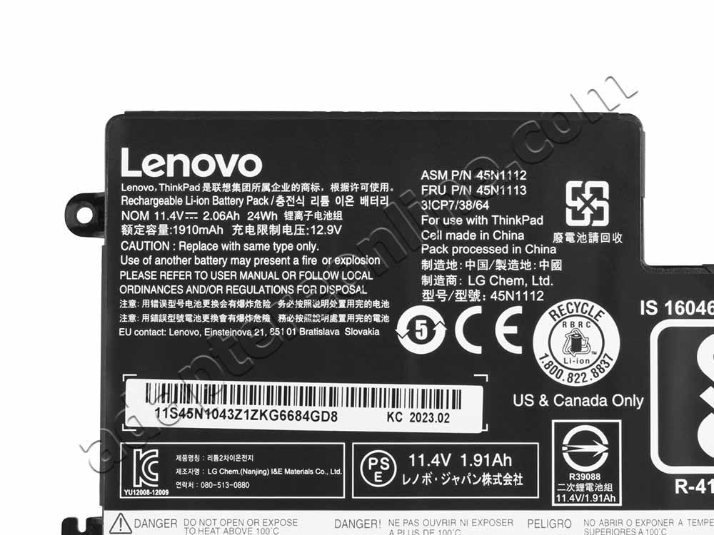 24whr Lenovo 45N1111 121500143 12150014 Batteri