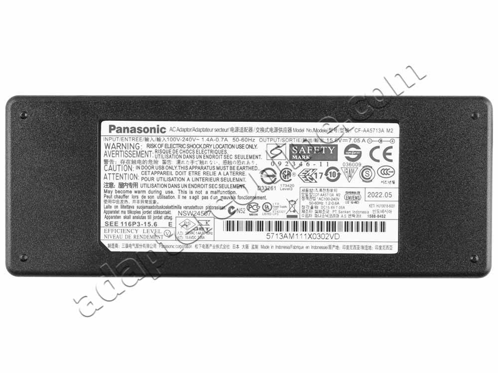 110W 15.6V 7.05A Panasonic Toughbook 54 CF-54 CF-54C1076MG AC Adapter Oplader