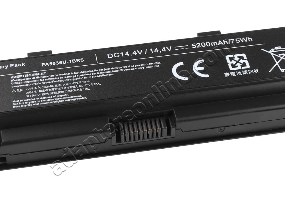 5200mAh 75Wh Toshiba Qosmio X70-A-K2S X70-A-13D Batteri