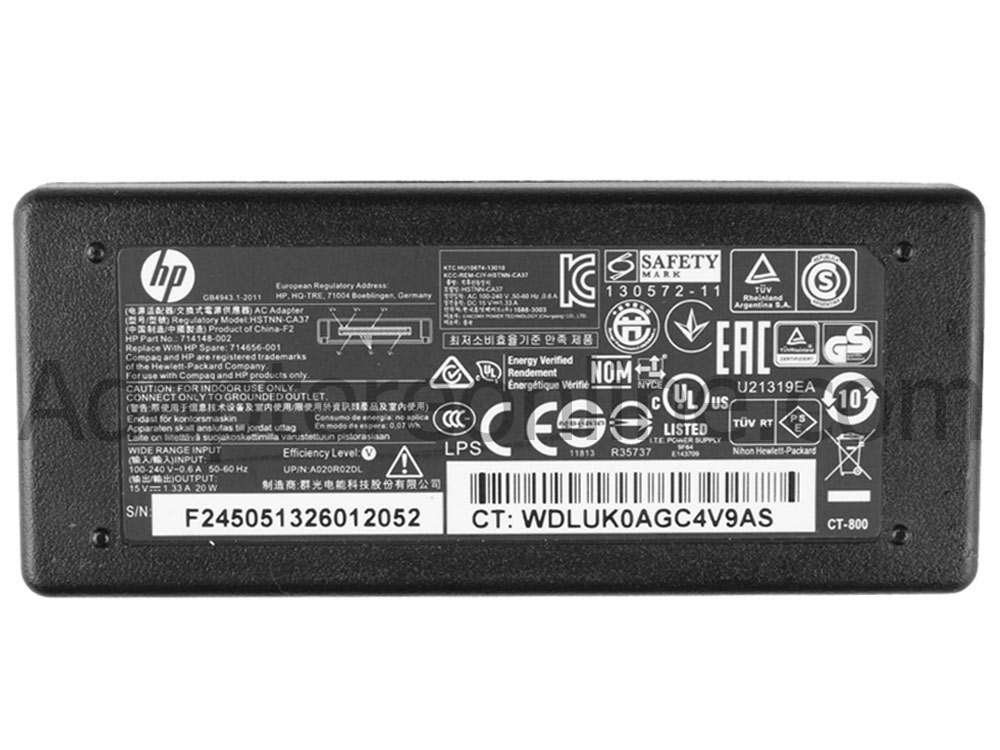 20W 15V 1.33A HP SlateBook x2 10.1 AC Adapter Oplader